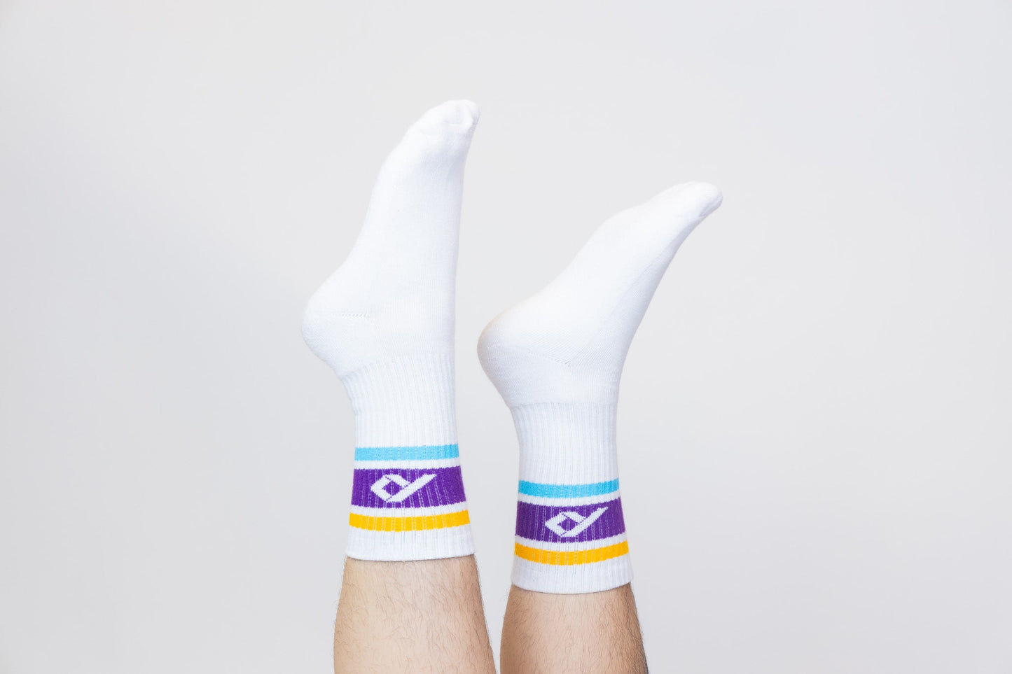 Calcetines Tobilleros con Rayas, Blanco