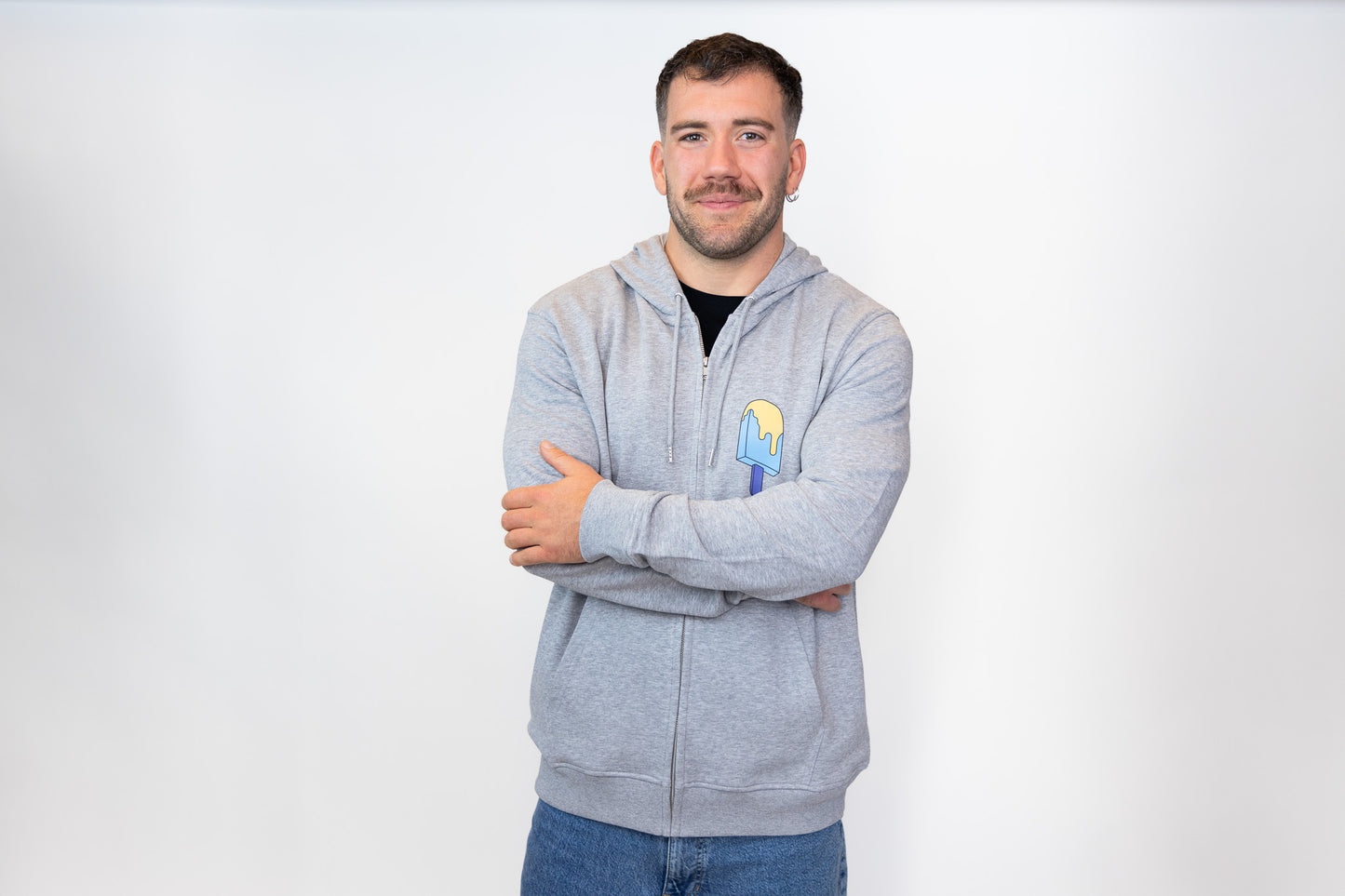 Eiscreme-Reißverschluss-Hoodie, Grau, Unisex