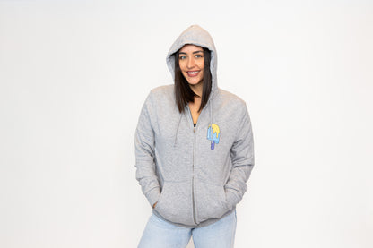 Eiscreme-Reißverschluss-Hoodie, Grau, Unisex