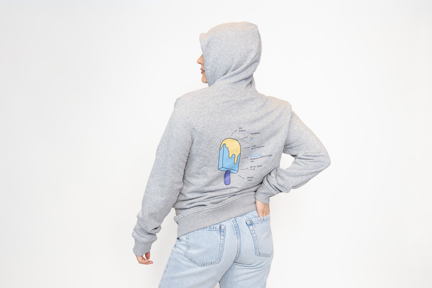 Eiscreme-Reißverschluss-Hoodie, Grau, Unisex