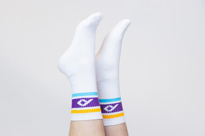 Calcetines Tobilleros con Rayas, Blanco