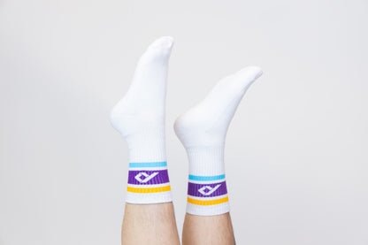 Calcetines Tobilleros con Rayas, Blanco