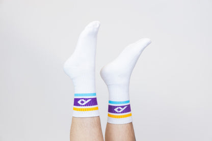 Calcetines Tobilleros con Rayas, Blanco