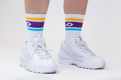 Calcetines Tobilleros con Rayas, Blanco